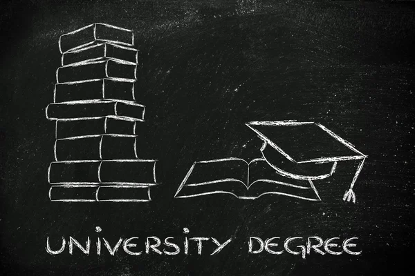 Books and graduation cap — Stock Photo, Image