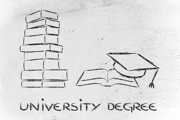किताबें और स्नातक कैप — स्टॉक फ़ोटो, इमेज