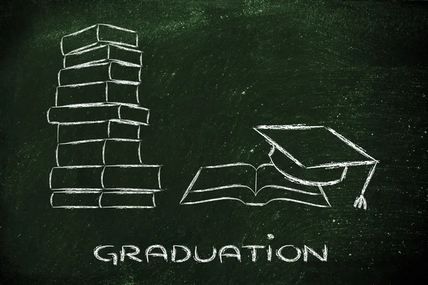 Books and graduation cap — Stock Photo, Image