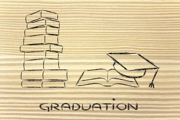 Books and graduation cap — Stock Photo, Image