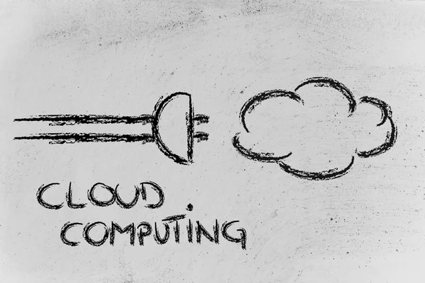 Croquis de plug and cloud, concept de cloud computing — Photo