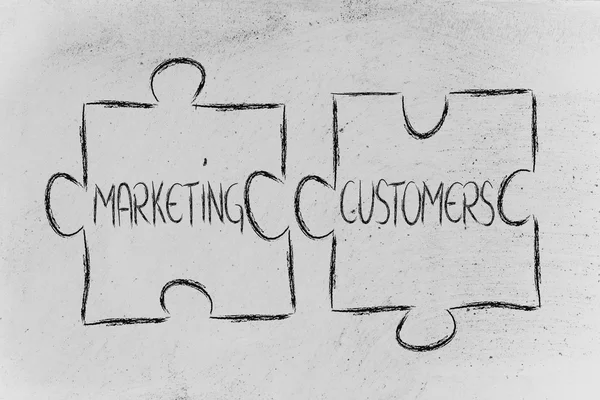 Marketing & the customers, jigsaw puzzle design — Stock Photo, Image