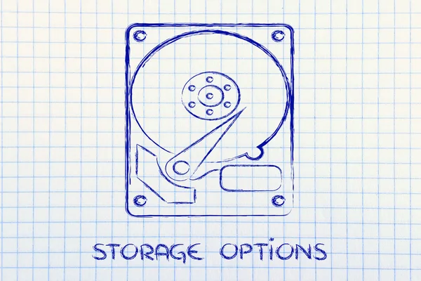 Opciones de almacenamiento y equipos informáticos: discos duros —  Fotos de Stock