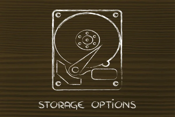 Storage options and computer equipment: hard drives — Stock Photo, Image