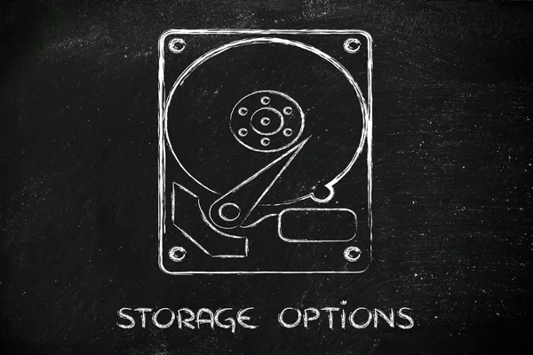 Opções de armazenamento e equipamentos de computador: discos rígidos — Fotografia de Stock