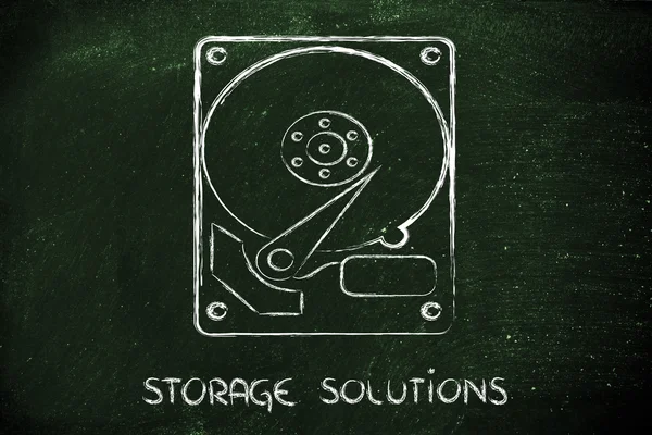 Opções de armazenamento e equipamentos de computador: discos rígidos — Fotografia de Stock