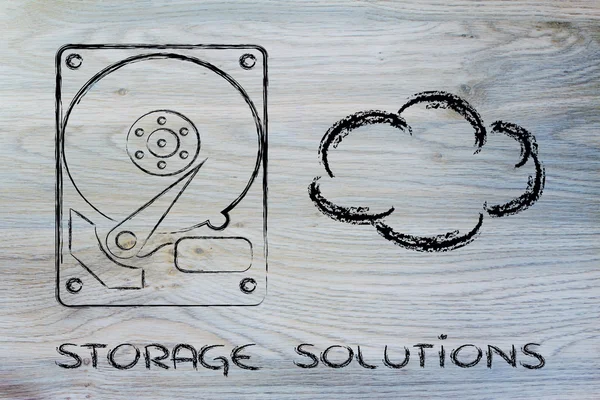 Storage options: hard drives or cloud storage — Stock Photo, Image