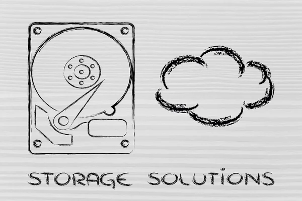 Storage options: hard drives or cloud storage — Stock Photo, Image