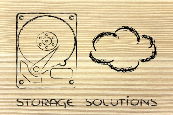 Storage options: hard drives or cloud storage — Stock Photo, Image