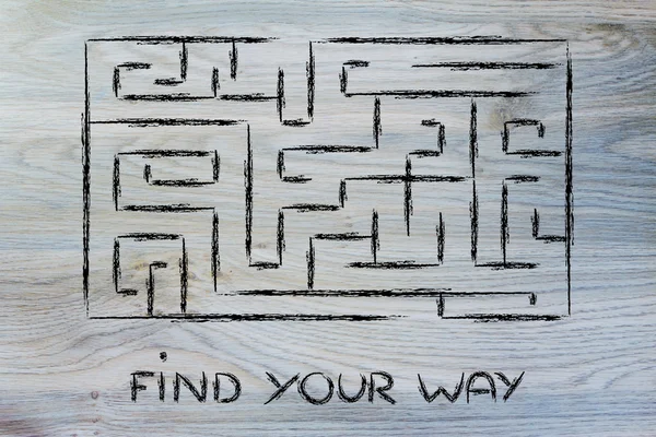 隐喻的迷宫式设计： 找到你的路 — 图库照片