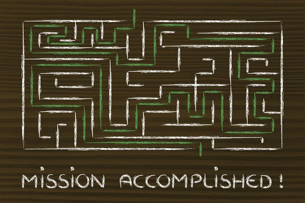 Metaphor maze design: challenge won! — Stock Photo, Image