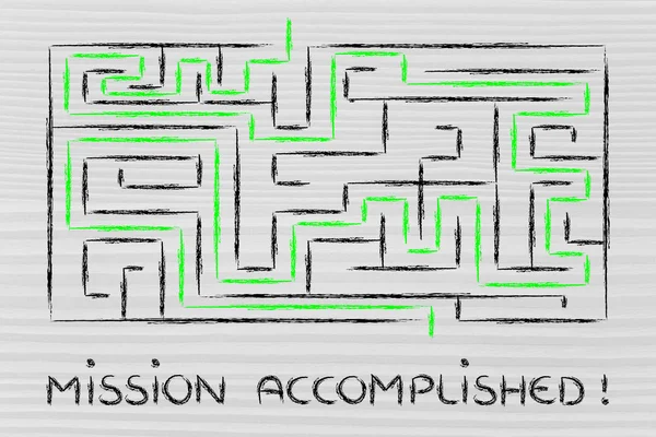 Metaphor maze design: challenge won! — Stock Photo, Image