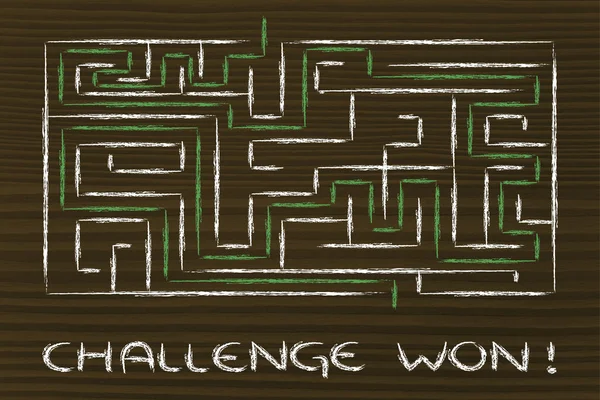 Metaphor maze design: challenge won! — Stock Photo, Image