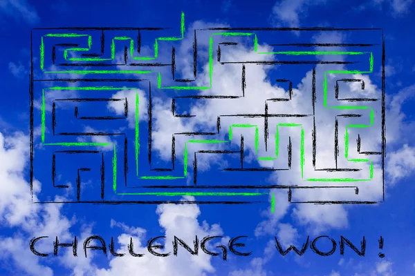 Metaphor maze design: challenge won! — Stock Photo, Image