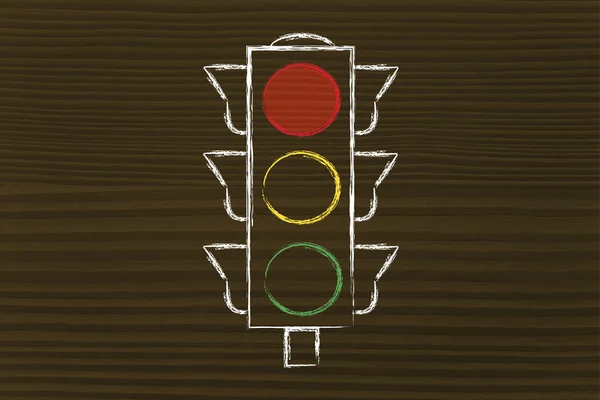 Straßenlaterne mit eingeschaltetem Rotlicht — Stockfoto