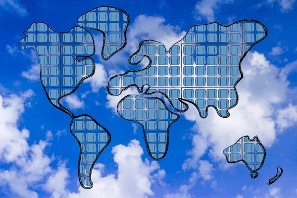 Mapa del mundo cubierto de paneles solares — Foto de Stock