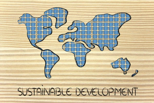 Mapa del mundo cubierto de paneles solares —  Fotos de Stock