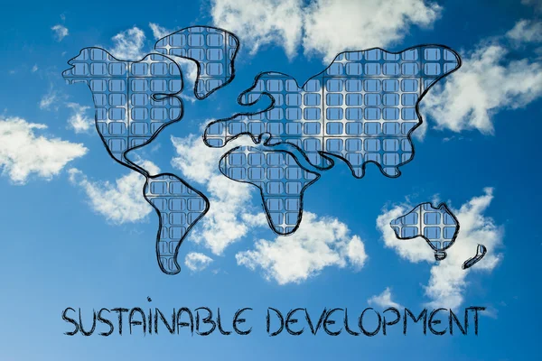 Mapa del mundo cubierto de paneles solares —  Fotos de Stock