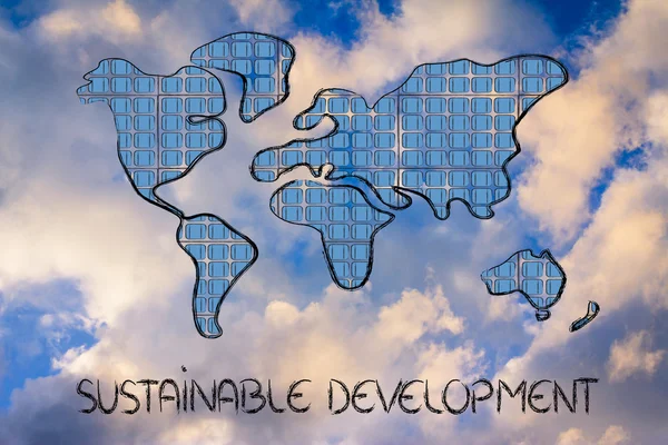 Mapa del mundo cubierto de paneles solares — Foto de Stock