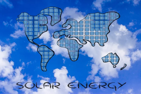 Mapa světa v solárních panelů — Stock fotografie