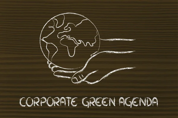 Yeşil Ekonomi: gezegeni tutan eller — Stok fotoğraf