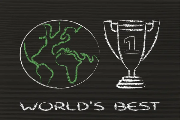 Nummer ett världsomfattande, vinnande trophy koppar — Stockfoto