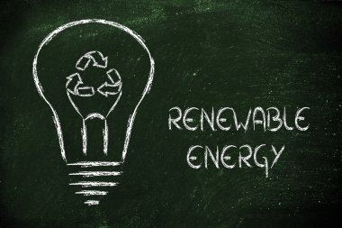 ampul filaman olarak geri dönüşüm işareti ile