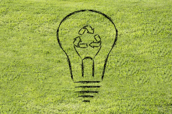 Lightbulb with recycle sign as filament — Stock Photo, Image
