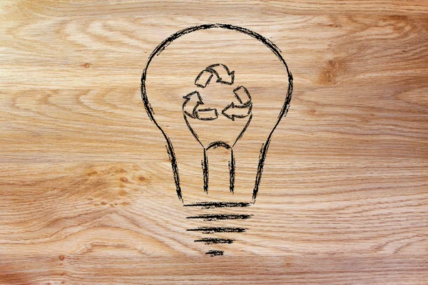 Lightbulb with recycle sign as filament — Stock Photo, Image