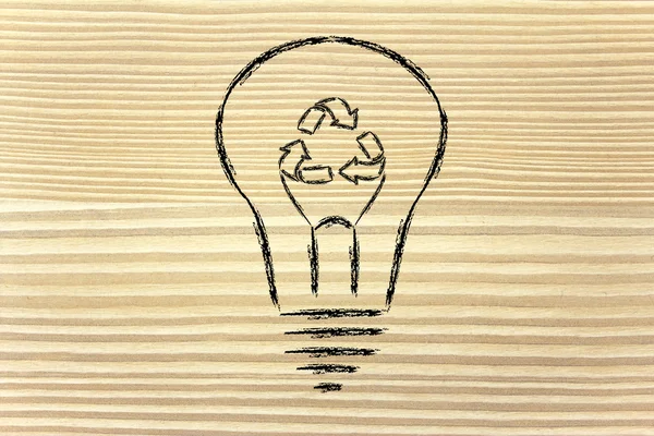 Lightbulb with recycle sign as filament — Stock Photo, Image