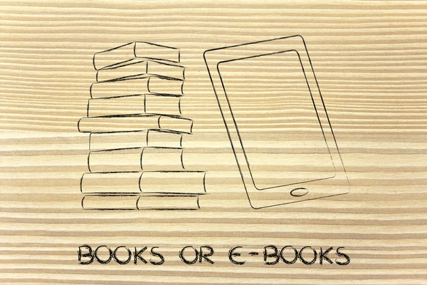 Куча книг и планшетных устройств — стоковое фото