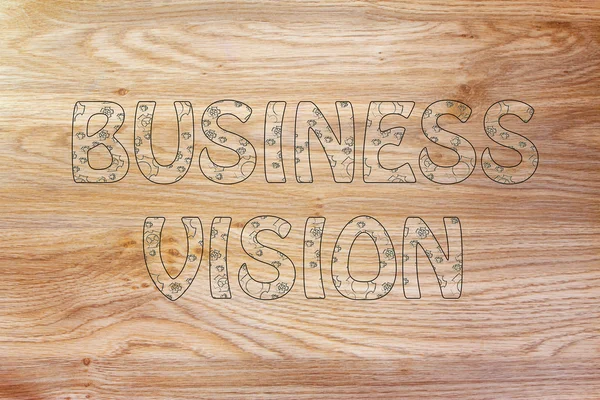 Business vision writing with glowing gearwheels pattern — Stock Photo, Image