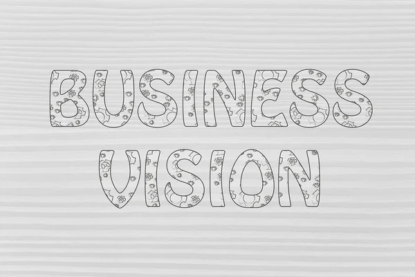 Business vision writing with glowing gearwheels pattern — Stock Photo, Image