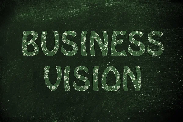 Business vision writing with glowing gearwheels pattern — Stock Photo, Image