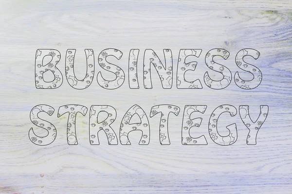 Estrategia de negocio escribiendo con brillante patrón de ruedas dentadas — Foto de Stock