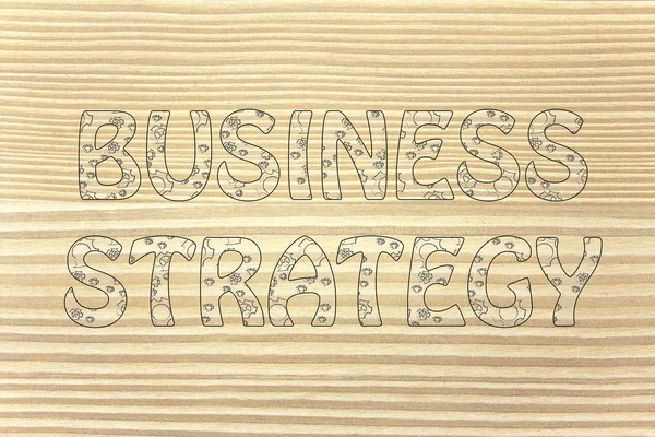 Estrategia de negocio escribiendo con brillante patrón de ruedas dentadas — Foto de Stock