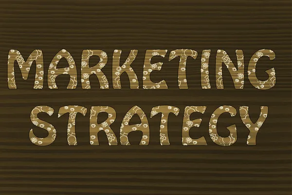 Estrategia de marketing escrito con brillante patrón de ruedas dentadas —  Fotos de Stock