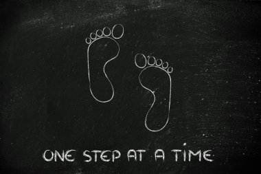 move forward, one step at a time: footprint design clipart