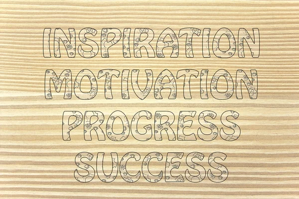 Inspiración, motivación, progreso, éxito escribiendo con resplandor —  Fotos de Stock