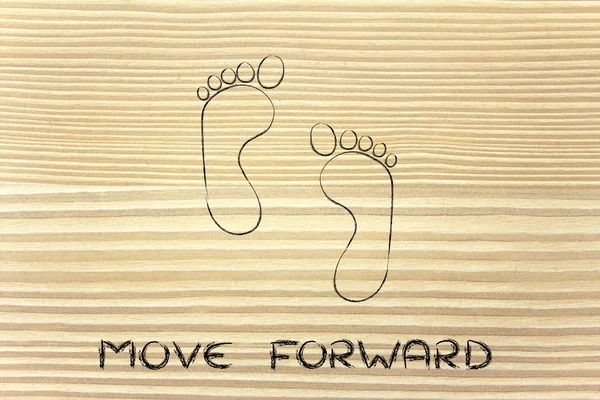 Move forward, one step at a time: footprint design — Stock Photo, Image