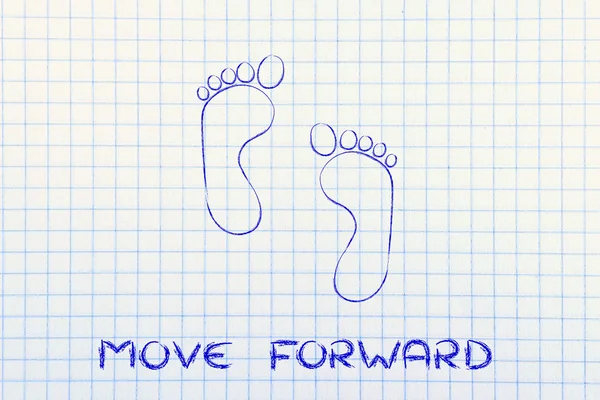 Move forward, one step at a time: footprint design — Stock Photo, Image