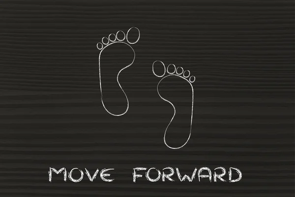 Move forward, one step at a time: footprint design — Stock Photo, Image