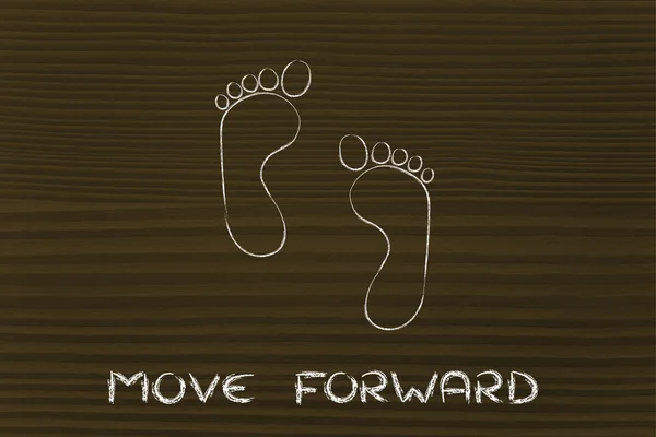 Move forward, one step at a time: footprint design — Stock Photo, Image