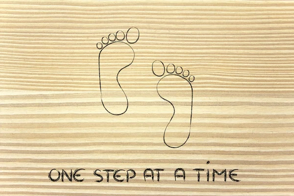 Move forward, one step at a time: footprint design — Stock Photo, Image