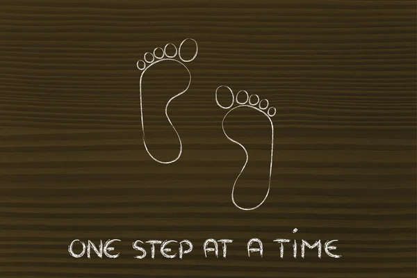 Move forward, one step at a time: footprint design — Stock Photo, Image