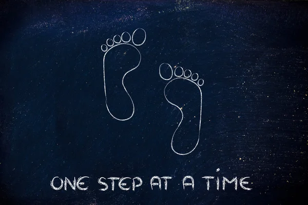 Move forward, one step at a time: footprint design — Stock Photo, Image