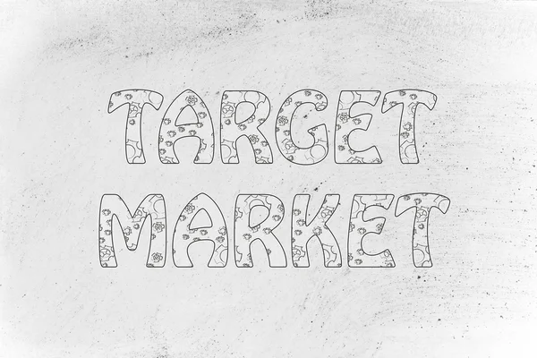 Target Market writing with glowing gearwheels pattern