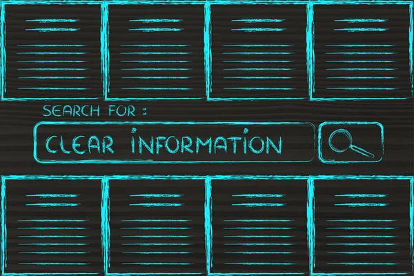 Documents et barre de recherche, à la recherche d'informations fiables — Photo