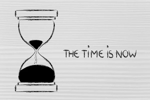 The time is now, hourglass design — Stok fotoğraf