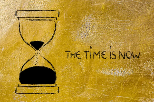 The time is now, hourglass design — Stock Photo, Image